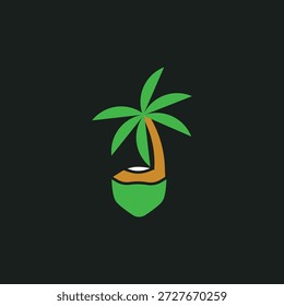 coco e árvore logotipo ícone design vetor modelo