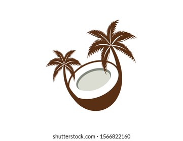coconut tree logo design. Nature product coconut oil emblem. 