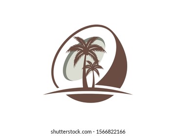 coconut tree logo design. Nature product coconut oil emblem. 