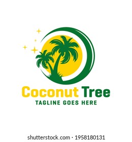 coconut tree logo design on the beach