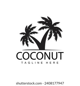 Diseño del logotipo de árbol de coco Planta de veranos Plantas de palmeras Plantilla de Ilustración