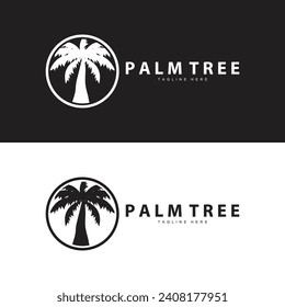 Coconut Tree Logo Design Summer Beach Plant Palm Tree Illustration Template