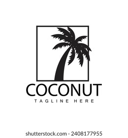 Coconut Tree Logo Design Summer Beach Plant Palm Tree Illustration Template