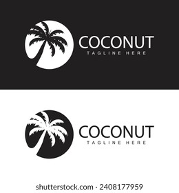 Coconut Tree Logo Design Summer Beach Plant Palm Tree Illustration Template