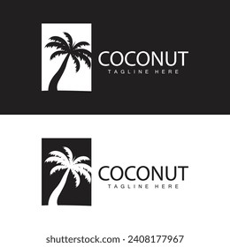 Coconut Tree Logo Design Summer Beach Plant Palm Tree Illustration Template
