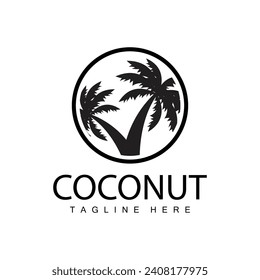 Coconut Tree Logo Design Summer Beach Plant Palm Tree Illustration Template