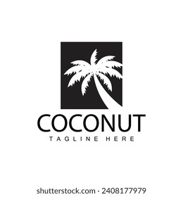 Coconut Tree Logo Design Summer Beach Plant Palm Tree Illustration Template