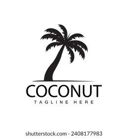 Coconut Tree Logo Design Summer Beach Plant Palm Tree Illustration Template