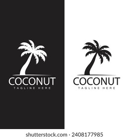 Coconut Tree Logo Design Summer Beach Plant Palm Tree Illustration Template