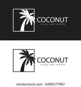 Coconut Tree Logo Design Summer Beach Plant Palm Tree Illustration Template