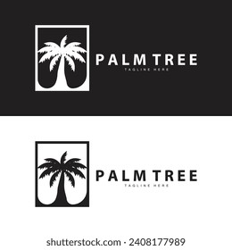 Coconut Tree Logo Design Summer Beach Plant Palm Tree Illustration Template