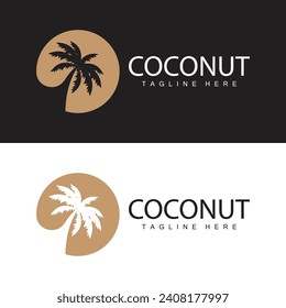 Coconut Tree Logo Design Summer Beach Plant Palm Tree Illustration Template