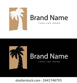 Coconut tree logo design template palm tree silhouette illustration summer beach sea plant