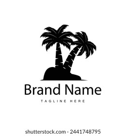 Coconut tree logo design template palm tree silhouette illustration summer beach sea plant