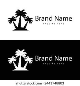 Coconut tree logo design template palm tree silhouette illustration summer beach sea plant