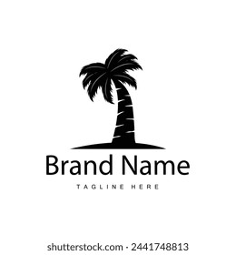 Coconut tree logo design template palm tree silhouette illustration summer beach sea plant