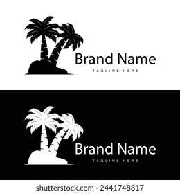 Coconut tree logo design template palm tree silhouette illustration summer beach sea plant