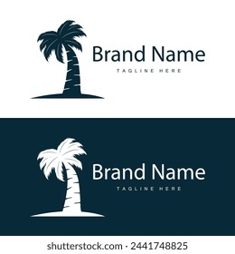 Coconut tree logo design template palm tree silhouette illustration summer beach sea plant