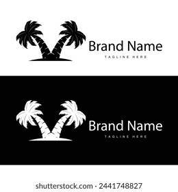 Coconut tree logo design template palm tree silhouette illustration summer beach sea plant