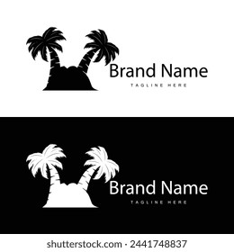 Coconut tree logo design template palm tree silhouette illustration summer beach sea plant
