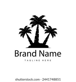 Coconut tree logo design template palm tree silhouette illustration summer beach sea plant