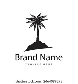 Coconut tree logo design template palm tree silhouette illustration summer beach sea plant