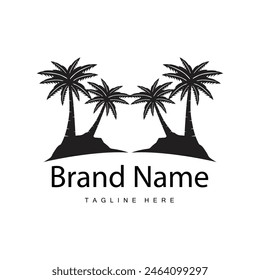 Coconut tree logo design template palm tree silhouette illustration summer beach sea plant