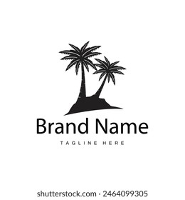 Coconut tree logo design template palm tree silhouette illustration summer beach sea plant
