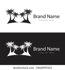 Coconut tree logo design template palm tree silhouette illustration summer beach sea plant