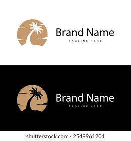 Logotipo de árbol de coco diseño Plantilla palmera silueta ilustración verano playa planta de mar