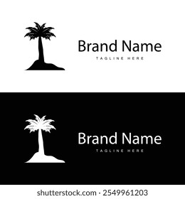 Coconut tree logo design template palm tree silhouette illustration summer beach sea plant