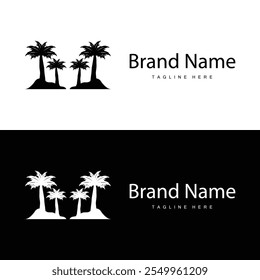 Coconut tree logo design template palm tree silhouette illustration summer beach sea plant