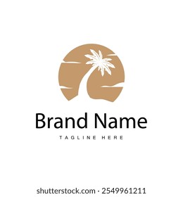 Coconut tree logo design template palm tree silhouette illustration summer beach sea plant