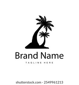 Coconut tree logo design template palm tree silhouette illustration summer beach sea plant