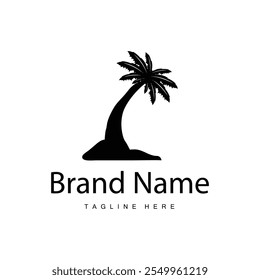 Coconut tree logo design template palm tree silhouette illustration summer beach sea plant