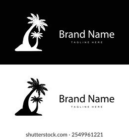 Coconut tree logo design template palm tree silhouette illustration summer beach sea plant