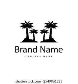 Coconut tree logo design template palm tree silhouette illustration summer beach sea plant