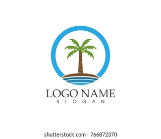 Coconut tree logo design template
