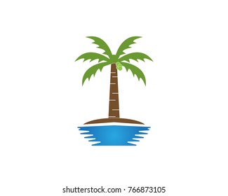 Coconut tree logo design template