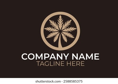 Coconut tree logo design vector illustration. Coconut tree logo design template.