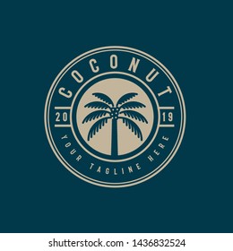 Coconut tree logo emblem.palm tree with emblem style