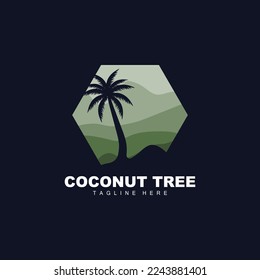 Coconut Tree Logo, Ocean Tree Vector, Design For Templates, Product Branding, Beach Tourism Object Logo