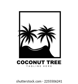 Coconut Tree Logo, Ocean Tree Vector, Design For Templates, Product Branding, Beach Tourism Object Logo