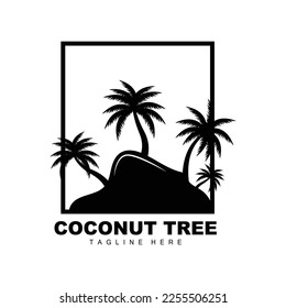 Coconut Tree Logo, Ocean Tree Vector, Design For Templates, Product Branding, Beach Tourism Object Logo