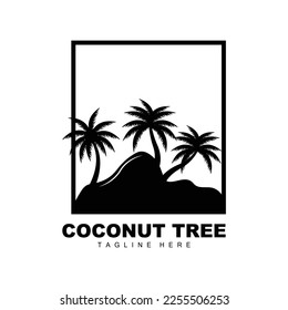 Coconut Tree Logo, Ocean Tree Vector, Design For Templates, Product Branding, Beach Tourism Object Logo