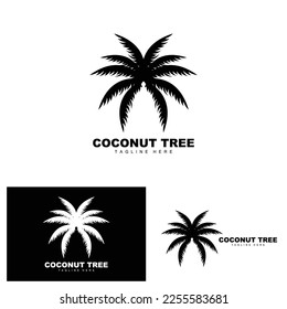 Coconut Tree Logo, Ocean Tree Vector, Design For Templates, Product Branding, Beach Tourism Object Logo