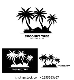 Coconut Tree Logo, Ocean Tree Vector, Design For Templates, Product Branding, Beach Tourism Object Logo
