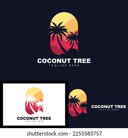 Coconut Tree Logo, Ocean Tree Vector, Design For Templates, Product Branding, Beach Tourism Object Logo
