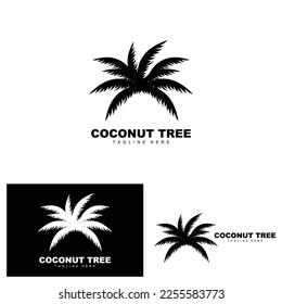 Coconut Tree Logo, Ocean Tree Vector, Design For Templates, Product Branding, Beach Tourism Object Logo