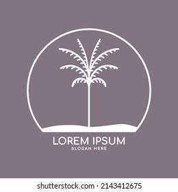 coconut tree logo on the beach in circular lines